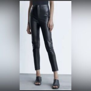 Zara faux leather high rise ankle pants black size XXL ankle zippers NWT